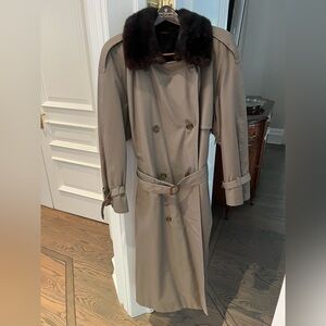 Tan Trench Coat Lined with Genuine Mink Fur